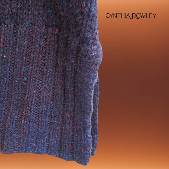 CYNTHIA ROWLEY NEW Turtleneck Speckled Wool Elongated Sweater L - Picture 5 of 12